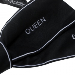 Dolce and Gabbana Black Logo Embroidered Ribbon Style Bow Tie