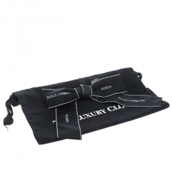 Dolce and Gabbana Black Logo Embroidered Ribbon Style Bow Tie