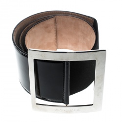 Pre Owned Dolce and Gabbana Black Patent Leather Waist Belt 90cm