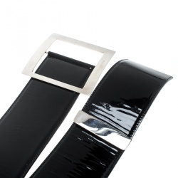 Pre Owned Dolce and Gabbana Black Patent Leather Waist Belt 90cm