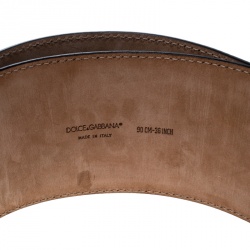 Pre Owned Dolce and Gabbana Black Patent Leather Waist Belt 90cm