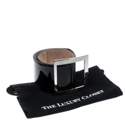 Pre Owned Dolce and Gabbana Black Patent Leather Waist Belt 90cm