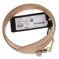 مملوكة مسبقًا Dolce and Gabbana Beige Leather Plaque Skinny Belt 75 CM