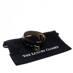 Pre Owned Dolce & Gabbana Black Leather Logo Skinny Belt 85cm