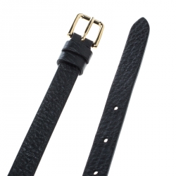 مملوكة مسبقًا حزام سكيني دولتشي أند غابانا جلد أسود وسلسلة ذهبية اللون 80 سم