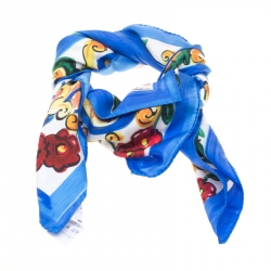 Pre Owned وشاح دولتشي آند غابانا حرير طباعة ماجوليس ومنقطة متعددة الألوان مربع