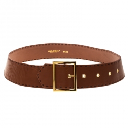 Pre Owned Dolce and Gabbana Brown Leather Waist Belt Size 85CM