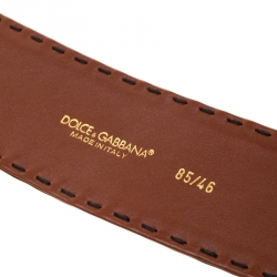 Pre Owned Dolce and Gabbana Brown Leather Waist Belt Size 85CM