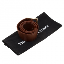 Pre Owned Dolce and Gabbana Brown Leather Waist Belt Size 85CM