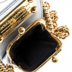 Pre Owned  حافظة نقود معدنية وغطاء آي فون دولتشي أند غابانا بلاستيك وجلد فضية