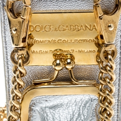 Pre Owned  حافظة نقود معدنية وغطاء آي فون دولتشي أند غابانا بلاستيك وجلد فضية