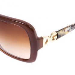 Pre Owned Dolce and Gabbana Brown Oversized Square Sunglasses