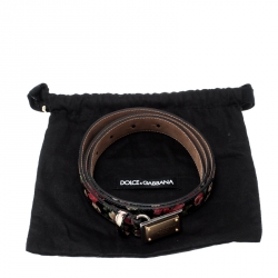 Pre Owned حزام دولتشي أند غابانا مورد متعدد الألوان جلد لامع بالشعار مقاس 90 سم