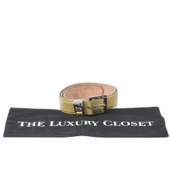 مملوكة مسبقًا Dolce and Gabbana Green Leather Buckle Belt 75 CM