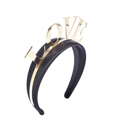 Dolce and Gabbana Love Black Gold Tone Headband