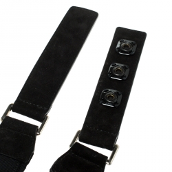 مملوكة مسبقًا Dolce and Gabbana Black Canvas and Suede Logo Waist Belt 85CM