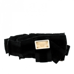 مملوكة مسبقًا Dolce and Gabbana Black Canvas and Suede Logo Waist Belt 85CM