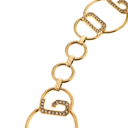 مملوكة مسبقًا حزام دولتشي أند غابانا بسلسلة ذهبية كريستال شعار