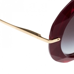 Pre Owned Dolce & Gabbana Red/ Black Gradient DG6105 Oversized Round Sunglasses