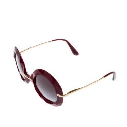 Pre Owned Dolce & Gabbana Red/ Black Gradient DG6105 Oversized Round Sunglasses