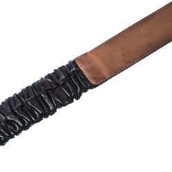 Pre Owned Dolce & Gabbana Black Scrunch Leather Buckle Belt 85 CM