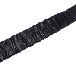 Pre Owned Dolce & Gabbana Black Scrunch Leather Buckle Belt 85 CM