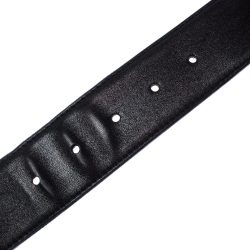 Pre Owned Dolce & Gabbana Black Scrunch Leather Buckle Belt 85 CM