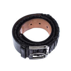 Pre Owned Dolce & Gabbana Black Scrunch Leather Buckle Belt 85 CM