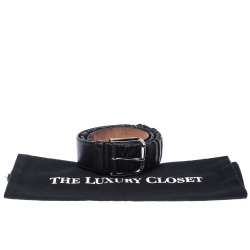 Pre Owned Dolce & Gabbana Black Scrunch Leather Buckle Belt 85 CM
