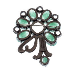 Pre Owned بروش دولتشي اند غابانا كريستال مورد أخضر فضي