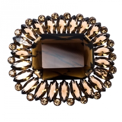 Pre Owned Dolce & Gabbana Brown Rectangle Crystal Pin Brooch