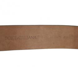 Pre Owned Dolce and Gabbana Leopard Pony Hair Logo Belt