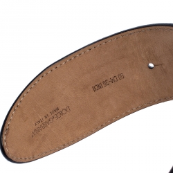 مملوكة مسبقًا Dolce And Gabbana Black Leather Crystal Embellished Logo Buckle Belt 90CM