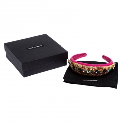 Dolce and Gabbana Multicolor Crystal Embellished Pink Headband