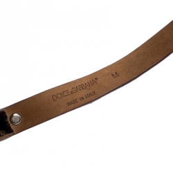 مملوكة مسبقًا Dolce and Gabbana Brown Leather Silver Tone Choker Necklace