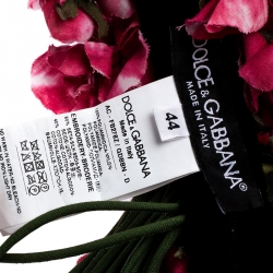 Pre Owned Dolce and Gabbana Black Velvet Floral Applique Detail Tie Belt