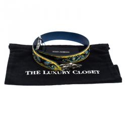 Pre Owned Dolce and Gabbana Yellow/Blue Leather Majolica Bag Strap