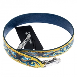 Pre Owned Dolce and Gabbana Yellow/Blue Leather Majolica Bag Strap