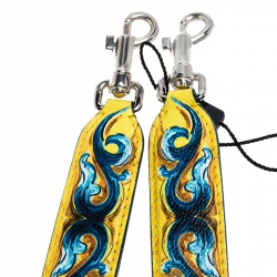 Pre Owned Dolce and Gabbana Yellow/Blue Leather Majolica Bag Strap
