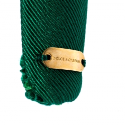 Pre Owned Dolce & Gabbana Green Silk Crystal Embellished Tiara Headband ( One Size )