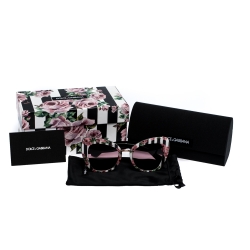 مملوكة مسبقًا Dolce & Gabbana Floral Print/Pink DG4319 Cat-Eye Sunglasses