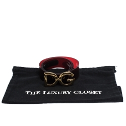 مملوكة مسبقًا Dolce & Gabbana Red PVC Logo Buckle Belt 90CM