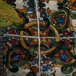 Pre Owned Dolce & Gabbana Multicolor Majolica Print Silk Chiffon Scarf