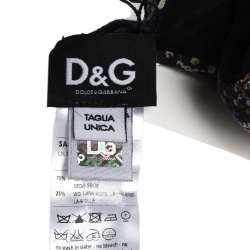 Pre Owned D&G Black Sequins Print Silk and Wool Scarf