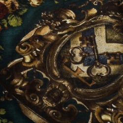 Pre Owned Dolce & Gabbana Green Floral & Key Print Cashmere Blend Scarf