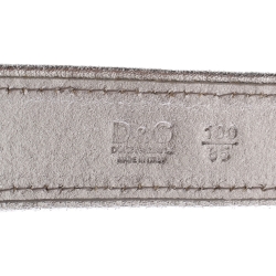 Pre Owned Dolce & Gabbana Cream/Silver Leather DG Logo Belt 100CM