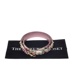 Pre Owned Dolce & Gabbana Floral Print Leather Studded Bag Strap
