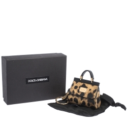 Pre Owned Dolce & Gabbana Leopard Print Leather Miss Sicily Key Chain