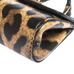 Pre Owned Dolce & Gabbana Leopard Print Leather Miss Sicily Key Chain