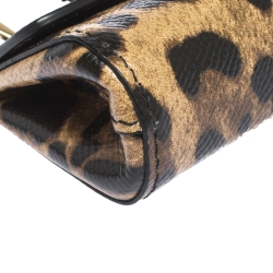 Pre Owned Dolce & Gabbana Leopard Print Leather Miss Sicily Key Chain
